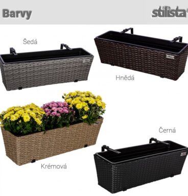 STILISTA Sada závěsných truhlíků na květiny, černá, 2 kusy