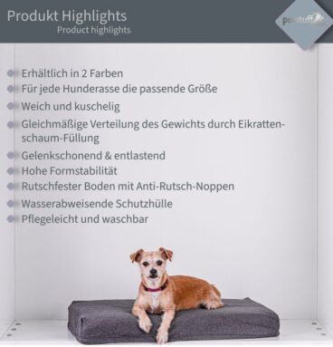 Polštář pro psa velikost M, světle šedý, 100 x 65 x 10 cm