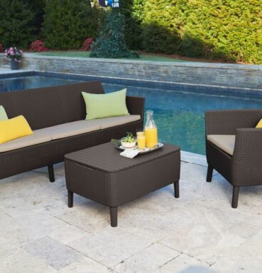 Zahradní polyratanová pohovka SALEMO, trojmístná, hnědá