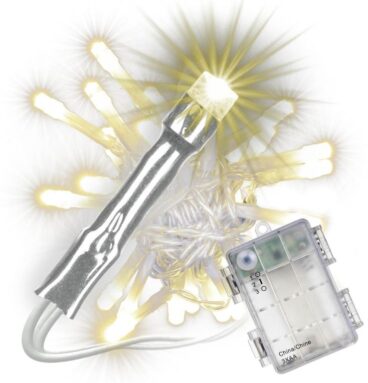 Sada 3 ks světelných řetězů s časovačem - 30 LED, teplá bílá