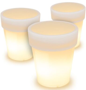 Sada 3 ks solárních květináčů - 3 LED, teple bílá