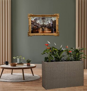 STILISTA Květináč se 4 květníky, tkaný polyratan, černá