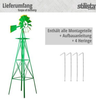 STILISTA Větrný mlýn, 245 x 55 cm, ocel, žlutý