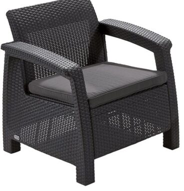 Zahradní křeslo CORFU grafit + šedá poduška