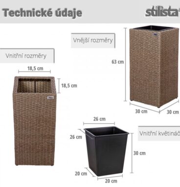 Stilista Stojan na květináč, polyratan, krémový, 64 x 30 cm