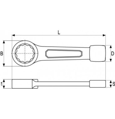 Maticový očkový rázový klíč - 58 mm