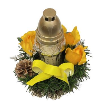 Věnec se svíčkou na dušičky, žlutá