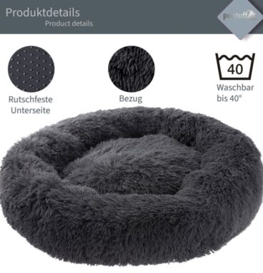 Petstuff Pelíšek pro psa, kulatý, tmavě šedý, 60 cm