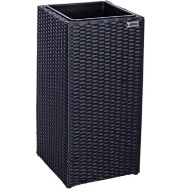 Stilista Stojan na květináč, polyratan, černý, 64 x 30 cm