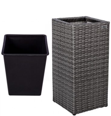 Stilista Stojan na květináč, polyratan, šedý, 64 x 30 cm