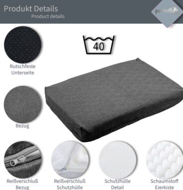 Polštář pro psa velikost L, světle šedý, 120 x 75 x 10 cm